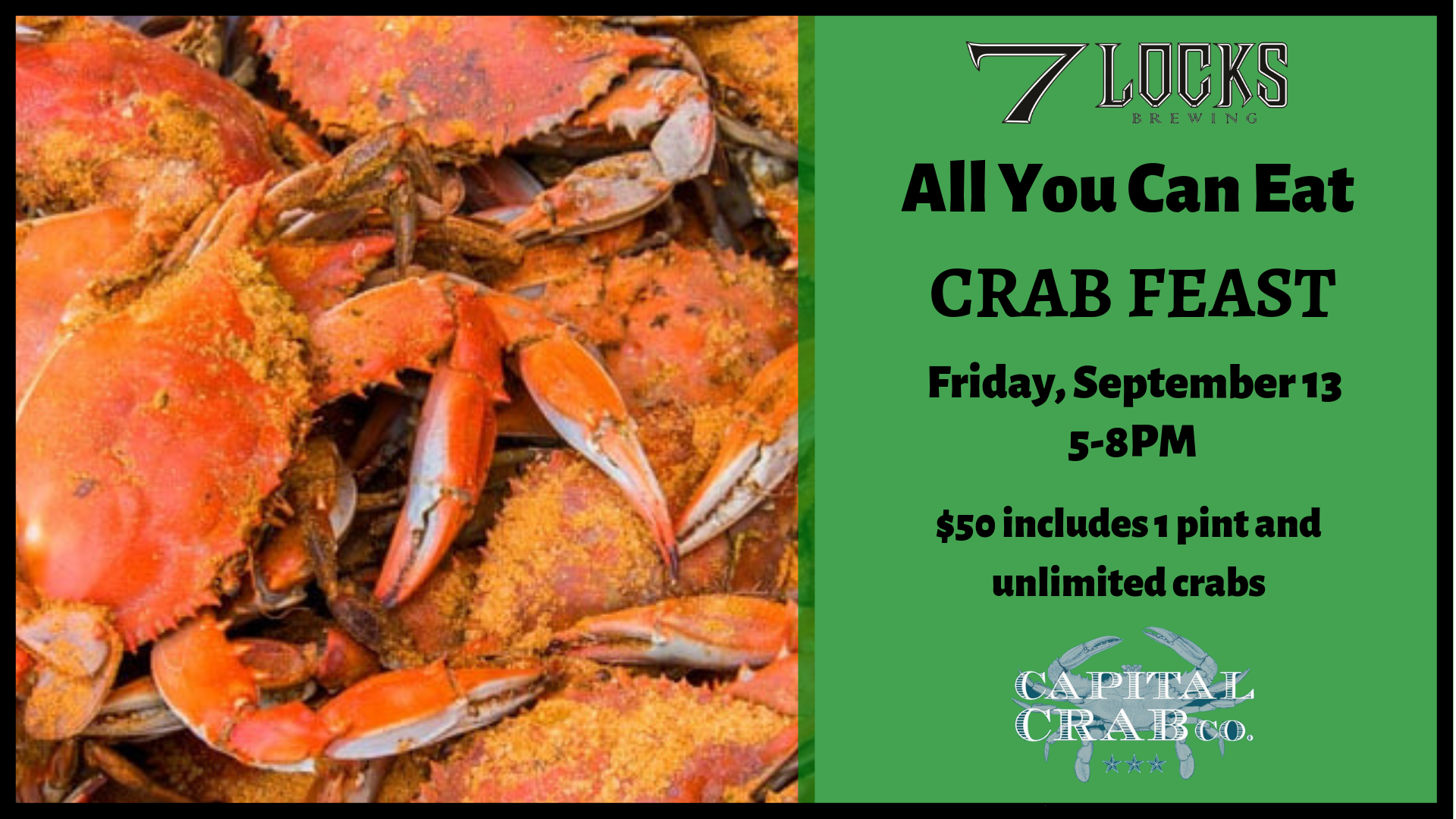 All You Can Eat Crab Feast – 7 Locks Brewing